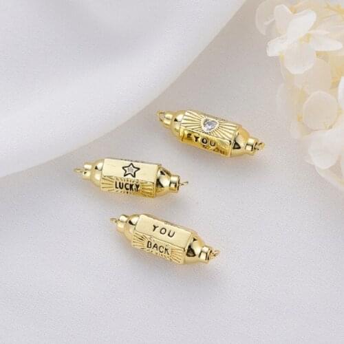 2021 14K Gold Plating Clear Cubic Zircon Links Love Connector Charm For Necklaces Jewelry Making Accessories