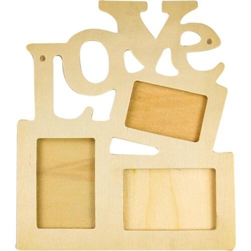 Durable Lovely Hollow Love Wooden Family Photo Picture Frame Art Diy Home decoration