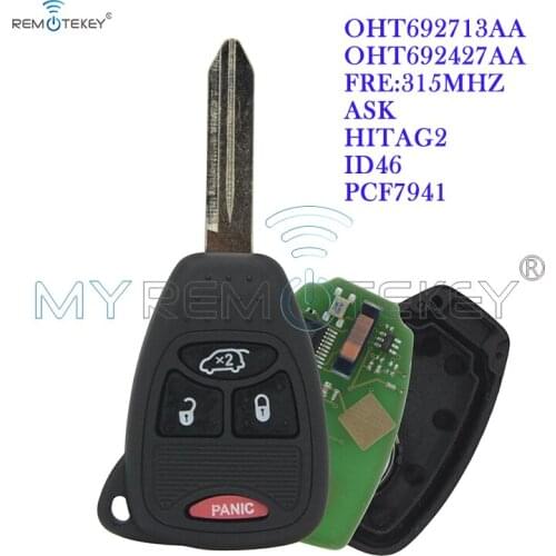 Remtekey remote head key 3 button with panic for Chrysler key 315mhz OHT692427AA car key