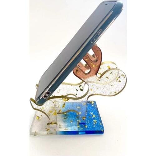 Christmas Elk Mobile Phone Holder Epoxy Resin Mold Cellphone Display Bracket Rack Silicone Mould DIY Crafts Jewelry Support U90F