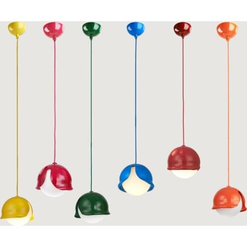Nordic Creative Colorful Single-head Pendant Lamp E27 Simple Art Glass Hangling Light Children Bedroom Aisle Bar Lighting PL539