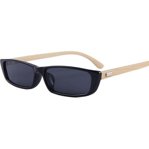 Women Fashion Brand Top Sale Wood Sunglasses Square Classic Retro Black Sun Glasses Shades Eyewear Bamboo Frame Uv400 Men Gafas