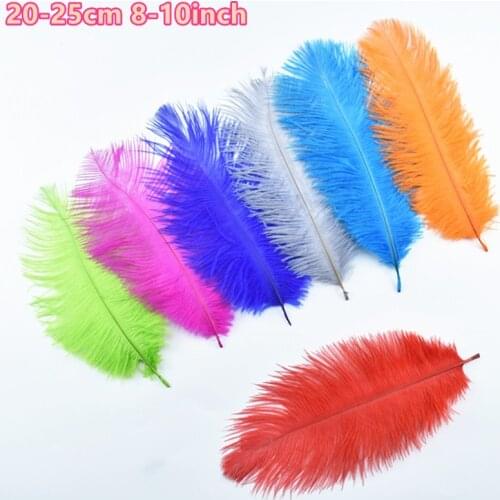 50pcs/lot Colored Ostrich Feather Decor 20-25cm/8-10" Ostrich Feathers Wedding Craft Needlework Accessories Plumas Decoracion