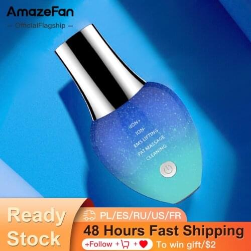 AmazeFan Ultrasonic Skin Scrubber Ion Deep Face Cleaning 45Celsius Heat Facial Lifting Peeling Shovel Acne Blackhead Remover