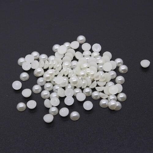 Pearl White 10mm 100Pcs/pack Craft ABS Imitation Pearls Half Round Flatback Pearls Resin Scrapbook Beads Decorate DIY