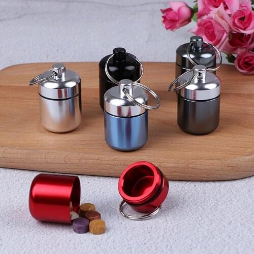 1 PCS Mini Waterproof Aluminum Alloy Pill Box Case Bottle Cache Drug Holder Container Keychain Medicine Box Health Care