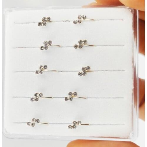 10pcs/lot 925 Sterling Silver Fake Nose Ring Clear Crystal Nose Cuff Non Piercing Jewelry