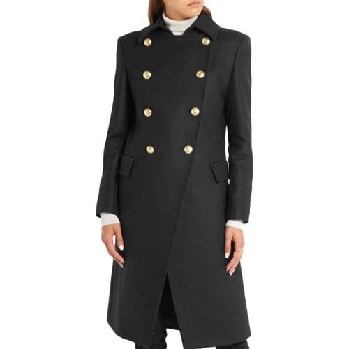 2020 New Winter Coat Womens Casual Double Breasted Hooded Clothes Wool Blend Jacket Overcoat Office Ladies Long Outerwear Female