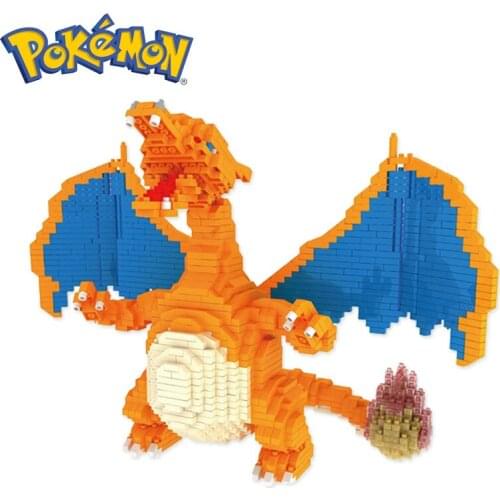 2080PCS+ Anime Pokemon Charizard Micro Brick Cartoon Figures Model DIY Mini Building Blocks Toys For Kids Birthday Gift 6608