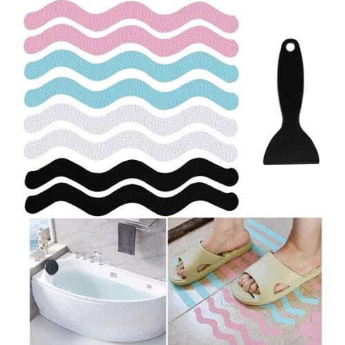 24Pcs PEVA Anti Slip Self-Adhesive Stickers Safety Bathtub Strips with Scraper