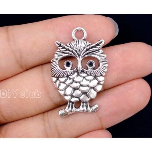 30pcs-Antique Tibetan Silver Owl Charms Pendant, DIY Supplies 34x22mm