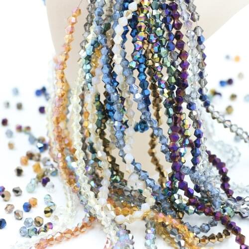 650pcs 3mm Crystal Glass Bicone Plated Beads Rhinestones For Caps New Design Semi Precious Stone Beads Jewelry Accessory