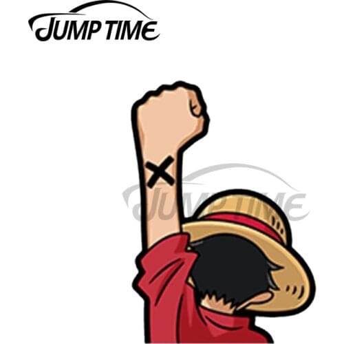 Jump Time 13 x 8.3cm For Luffy One piece Anime Decal Surfboard Windshield Car Stickers Refrigerator Bumper Vinyl Car Wrap