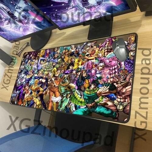 XGZ Large Gaming Mouse Pad Black Lock Edge JoJos Bizarre Adventure Anime Custom Computer Keyboard Table Desk Mat Non-slip Xxl