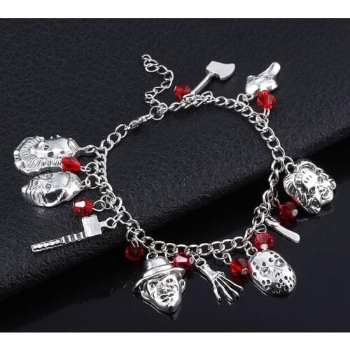 Movie Chucky Face Stephen Kings Bracelet Horror IT Penny Wise Jason Hockey Bracelet For Kids Christmas Gifts