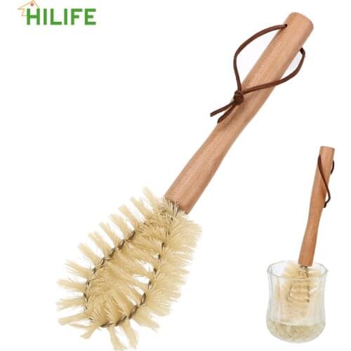 Household Brush Wooden Long Handle Cleaning Brush Bottle Pot Brush Portable O-shaped Cup Brush