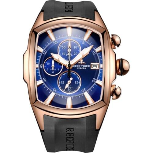 Reef Tiger men sport chronograph watch,mens wrist watches fashion man waterproof quartz wristwatch luxury clock luminous relogio
