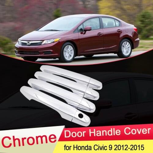 For Honda Civic 9 2012 2013 2014 2015 Luxuriou Chrome Door Handle Cover Trim Catch Cap Bowl Car Stickers Accessories Garnish ABS