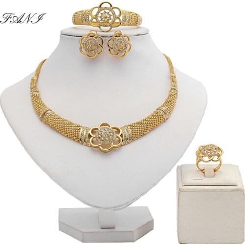 Fani 2021 Dubai Gold Designer Jewelry Set Brand Nigerian Wedding woman accessories jewelry set African Beads Bridal Jewelry Set