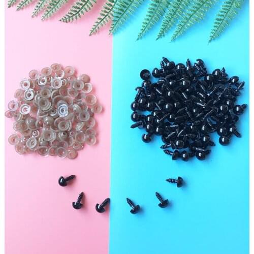 100PCs 6-12mm Black Plastic Amigurumi Eyes Safety Eyes For Teddy Bear Stuffed Toys Snap Animal Puppet Dolls Craft Eyes For Toys