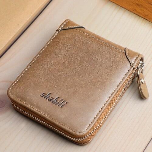 Oil Wax Mens Wallet Short Casual Wallet Retro Zipper Small Wallet Young Korean Fashion Wallet PU Coin Purse