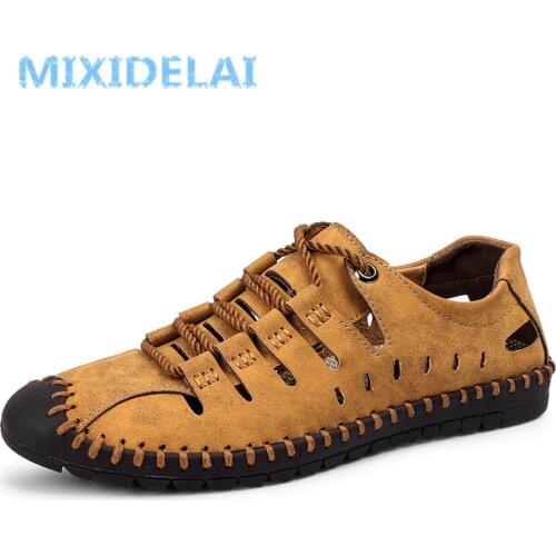 MIXIDELAI New Summer Comfortable Casual Shoes Loafers Men Shoes Quality Split Leather Shoes Men Flats Hot Sale Moccasins Shoes