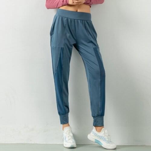 Luobolan Mesh Women Sport Sweat Pants Fitness Loose Yoga Pants Training Trousers Jogging Running Sportswear Quick Dry Breathable