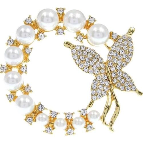Net Celebrity Fashion Personality Fixed Clothes Accessories Pearl Butterfly Brooch Literary Style Temperament Clothes Decoration