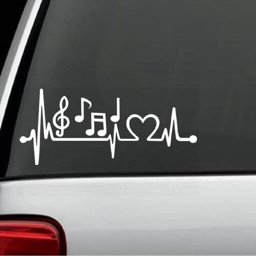 Music Notes Heartbeat Decal Sticker Marching Band Guitar, Bass Treble Clef 15cm
