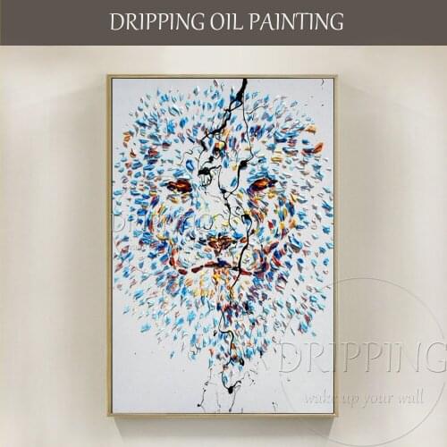 New Arrivals New Style Hand-painted Abstract Lion Head Oil Painting on Canvas Abstract Lion Oil Painting for Living Room