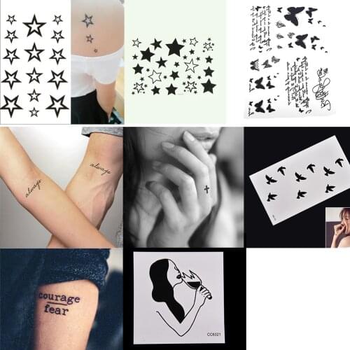 Body Art Disposable Sticker Unique Skin Tags Temporary Black Butterfly Star Letter Transfer Waterproof Tattoo