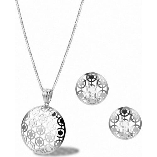 Hollow Flower Necklace Pendant Earrings Jewlery Sets for Women Gift Fahion Nice LKTZ001-S