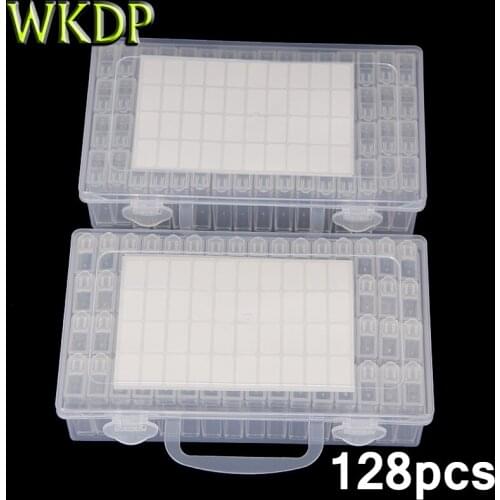 WKDP Transparent Plastic Storge Box For 5D DIY Diamond Painting Embroidery Accessories Moasic Tools With Stickers 128pcs