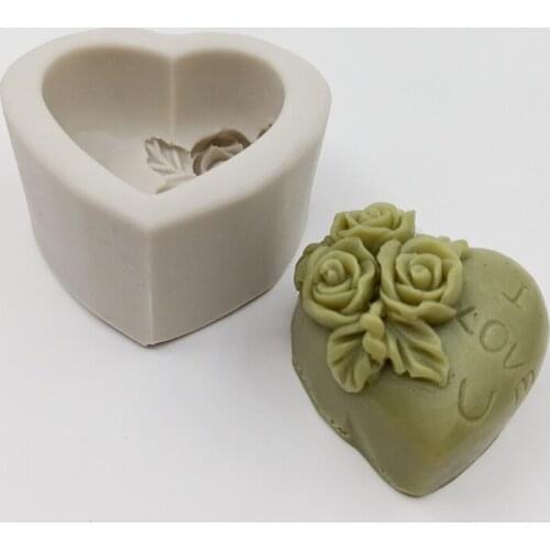 Minsunbak Love Shape Cake Tools Rose I Love You Lettering Wedding Cake Chocolate Baking Tools DIY Silicone Soap Candle Mold