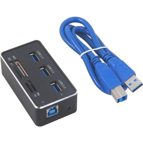 USB 3.0 7 in 1 card reader 3 usb 3.0 ports SD TF M2 MS card Reader with usb hubs for travel sets high speed