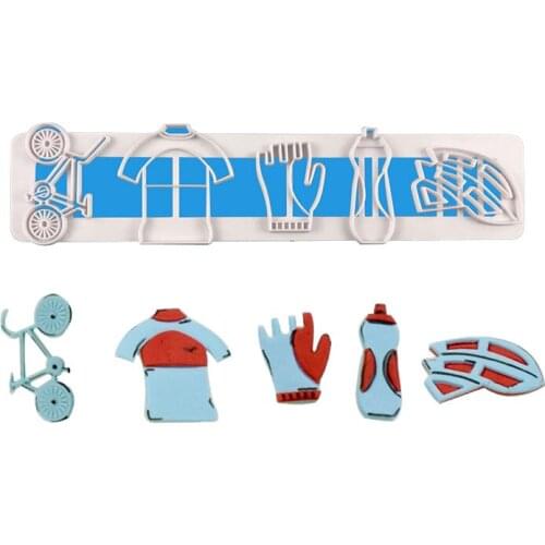 Bicycle Cookie Cutter Plastic Biscuit Cut Mold Baking Fruit Cut Cake Mold Embossing Printing Die