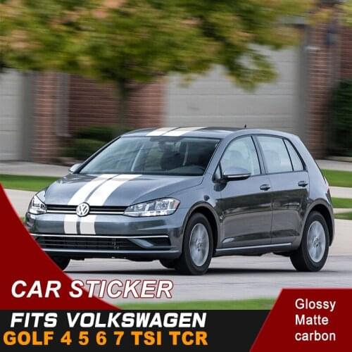 Fit For VOLKSWAGEN GOLF 4 5 6 7 TSI TCR Car Decals Car Hood Roof Back Door Stripe Racing Vinyl Graphic Car Sticker Accessories