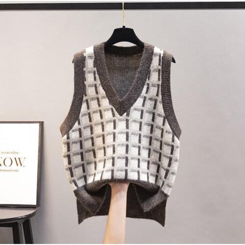 Vest vest jacket women autumn knit sweater ladies sweater lazy autumn and winter loose Korean fashion casual cotton