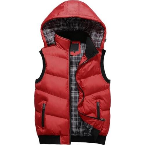 Vest Men Slim Fit Hat Detachable Winter Coat Mens Casual Windbreaker Waistcoat Sleeveless Jacket Gilet Homme Coletes Masculino