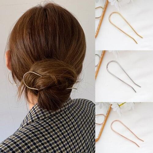 1pc Simple U Shape Hair Clip Bobby Pins for Women Girls Bride Hair Styling Accessories Black Gold Brown Hairpins Metal Barrettes