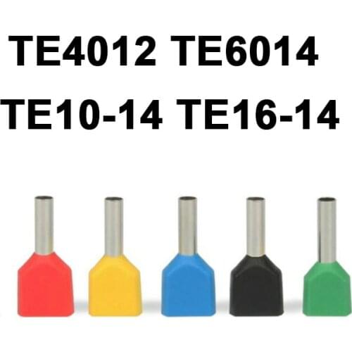 100PCS TE4012 TE6014 TE10-14 TE16-14Dual line tube terminal Copper tube shaped parallel cold-pressed