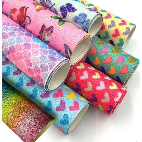 25Colors Mermaid Glitter Ribbon Shiny Leather Fabric Gift Package Handmade Material Patchwork