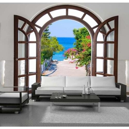 Custom 3D Photo Wallpaper European Style Window Expansion Space Large Murals 3D Outside the Window Scenery Mural Wall Paper Roll