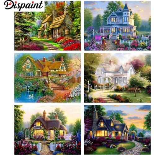 Dispaint Full Square/Round Drill 5D DIY Diamond Painting "Beautiful scenery house" 3D Embroidery Cross Stitch 3D Home Decor Gift