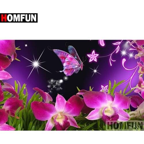 HOMFUN Full Square/Round Drill 5D DIY Diamond Painting "Flower butterfly" Embroidery Cross Stitch 3D Home Decor Gift A11784