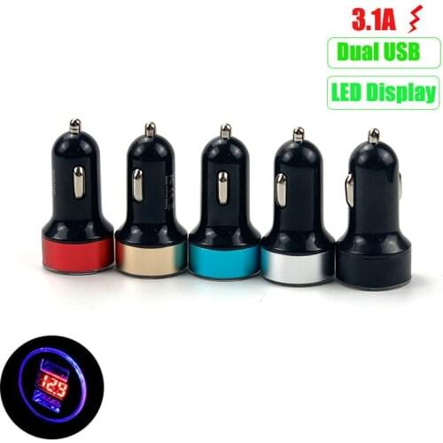 3.1A Dual USB Car Charger LED Display For Mitsubishi GT-PHEV XR-PHEV Delica Xpander L200 Mirage Samurai EX FORTIS