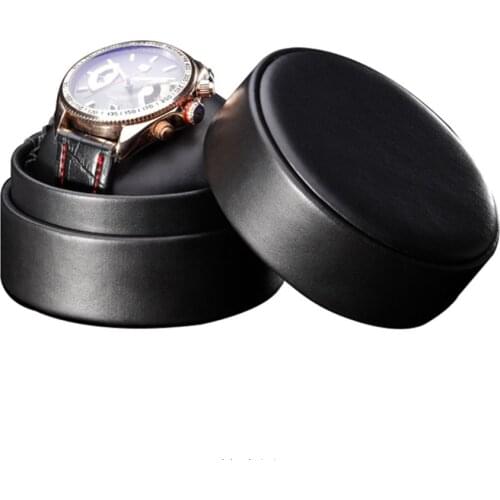 Black Leather Watch Storage Boxes Case Single Watch Organizer Case New Brand Roll Watch Gift Boxes Can Customize LOGO