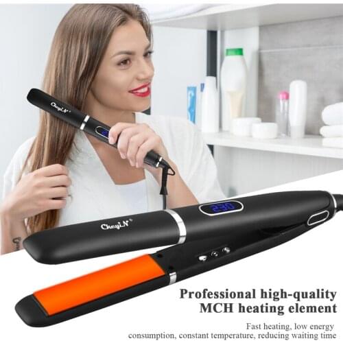 CkeyiN 2 In 1 Professional Hair Straightener Curler Plate Ceramic Fast Heating LED Display Straightening Curling Irons Tools 50