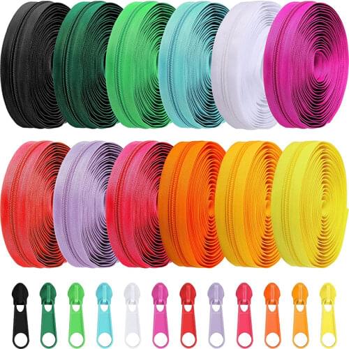 10 M (11Yards ) 5 # (24Colors) Long Nylon Coil Zipper with 20pcs Zipper Slider For DIY Sewing Clothing Bags Shoes Accessories