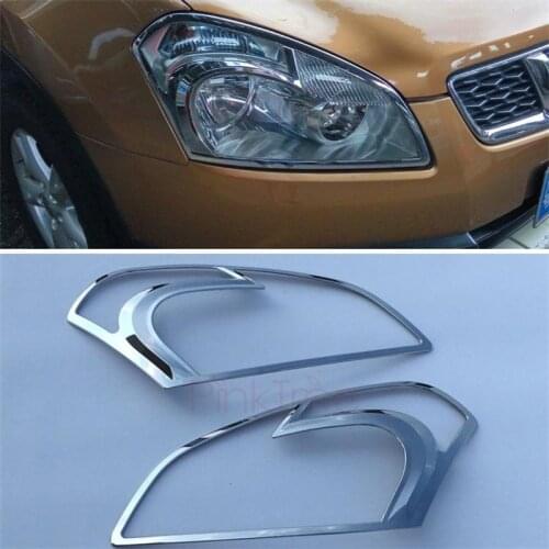 For Nissan Qashqai Dualis 2007 2008 2009 2010 2011 2012 Chrome Front Headlamp Head Light Cover Trim Car Styling Accessories